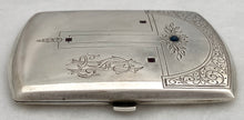 Austrian Jugendstil Silver Cigarette Case with Cabochon Sapphire & Inset Highlights. 3.5 troy ounces.