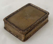 Gilt Metal Table Snuff Box with Engine Turned Detail, circa 1840.