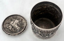 Indian Silver Cylindrical Caddy Box & Cover, Lucknow, circa 1900. 2.8 troy ounces.