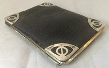 Art Nouveau Silver Mounted Leather Card Case. London 1901 Joseph Schiebner.