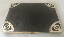 Art Nouveau Silver Mounted Leather Card Case. London 1901 Joseph Schiebner.