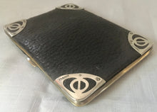 Art Nouveau Silver Mounted Leather Card Case. London 1901 Joseph Schiebner.