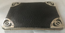 Art Nouveau Silver Mounted Leather Card Case. London 1901 Joseph Schiebner.