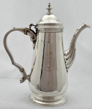 Georgian, George II, Silver Armorial Coffee Pot. London 1752 William Shaw & William Priest. 19.6 troy ounces.
