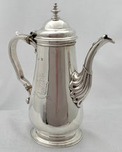 Georgian, George II, Silver Armorial Coffee Pot. London 1752 William Shaw & William Priest. 19.6 troy ounces.