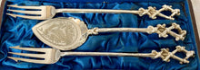 Aesthetic Movement Silver Plated Pickle Forks & Preserve Spoon, circa 1880 - 1900.