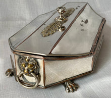 Early Victorian Silver Plated Inkstand with Lion Mask Handles.