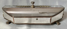 Early Victorian Silver Plated Inkstand with Lion Mask Handles.