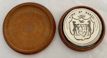 19th Century Boxwood Counter Box Enclosing Nine Armorial Watercolour Roundels.