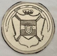 19th Century Boxwood Counter Box Enclosing Nine Armorial Watercolour Roundels.