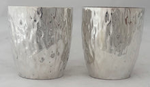 Victorian Pair of Silver Plated Bark Effect Beakers. Hukin & Heath circa 1890.