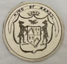 19th Century Boxwood Counter Box Enclosing Nine Armorial Watercolour Roundels.