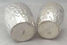 Victorian Pair of Silver Plated Bark Effect Beakers. Hukin & Heath circa 1890.