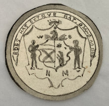 19th Century Boxwood Counter Box Enclosing Nine Armorial Watercolour Roundels.