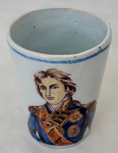 Vice Admiral Lord Horatio Nelson Faience/Delft Tin Glaze Portrait Beaker.