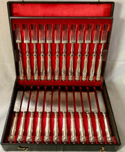 Early 19th Century Continental Canteen of Double Struck Thread & Shell Pattern Table Knives & Forks.