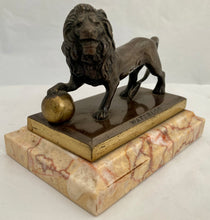 Bronze Lion of Waterloo Raised on a Marble Plinth.