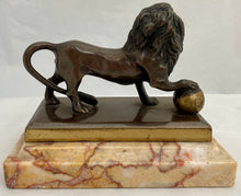 Bronze Lion of Waterloo Raised on a Marble Plinth.