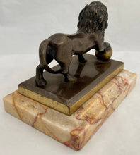 Bronze Lion of Waterloo Raised on a Marble Plinth.