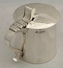 Edwardian Arts & Crafts Silver Lidded Tankard. London 1910 Elkington & Co Ltd. 13.9 troy ounces.