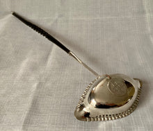 19th Century Silver Plate on Copper Toddy Ladle, inset George II 1757 Silver Sixpence.