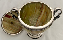 First Half 20th Century Silver Plated Green Onyx Urn & Cover.