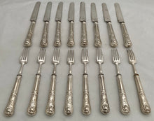 Georgian, George IV, Silver Handled Dessert Knives & Forks for Eight. Sheffield 1823 Aaron Hadfield.