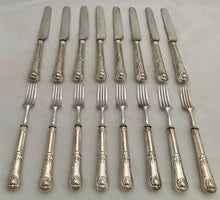 Georgian, George IV, Silver Handled Dessert Knives & Forks for Eight. Sheffield 1823 Aaron Hadfield.