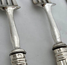 Georgian, George IV, Silver Handled Dessert Knives & Forks for Eight. Sheffield 1823 Aaron Hadfield.