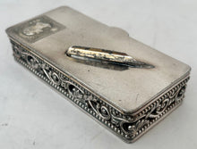 Early 20th Century Silver Plated Stamp & Nib box. Wilcox of Merdien, Connecticut.