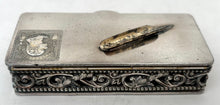 Early 20th Century Silver Plated Stamp & Nib box. Wilcox of Merdien, Connecticut.