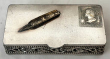 Early 20th Century Silver Plated Stamp & Nib box. Wilcox of Merdien, Connecticut.