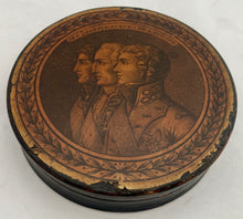 'The Three Peacemakers of Europe', Early 19th Century Papier Mache Snuff Box.