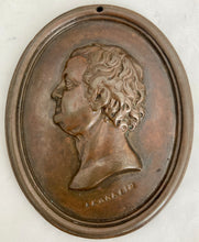 Benjamin Franklin 19th Century Bronze Portrait Profile Plaque, After Nini & Hackwood.