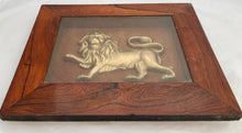 19th Century Framed & Glazed Gilt Metal Lion Plaque.