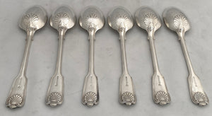 Six Victorian Silver Plated & Crested Double Struck Dessert Spoons. William Hutton & Sons.