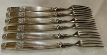 Cased Set of Silver Plated Dessert Cutlery Set for Six by Elkington & Co. Retailed by Manoah Rhodes.
