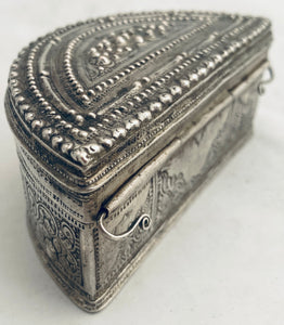 Early 20th Century Burmese Shan States White Metal Lime Box.