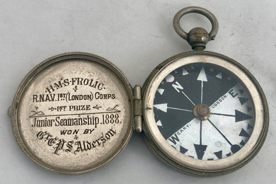 HMS Frolic, Royal Navy Artillery Volunteers, Presentation Compass. Cary of London, circa 1888.