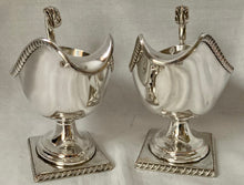 19th Century Pair of Pedestal Silver Plate on Copper Sauce Boats.