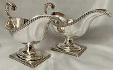 19th Century Pair of Pedestal Silver Plate on Copper Sauce Boats.