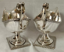19th Century Pair of Pedestal Silver Plate on Copper Sauce Boats.
