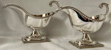 19th Century Pair of Pedestal Silver Plate on Copper Sauce Boats.
