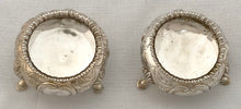 Victorian Pair of Crested Silver Salts. London 1856 Henry Holland. 6 troy ounces.