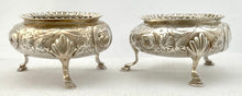 Victorian Pair of Crested Silver Salts. London 1856 Henry Holland. 6 troy ounces.