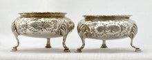 Victorian Pair of Crested Silver Salts. London 1856 Henry Holland. 6 troy ounces.