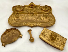 Late 19th Century French Gilt Bronze Aesthetic Desk Set, After E. Gros.