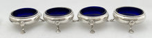 Georgian, George III, Four Crested Silver Salts. London 1780 Charles Hougham. 4.5 troy ounces.
