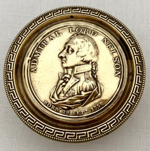 Early 19th Century Admiral Lord Nelson Circular Brass Snuff Box with Battle Honours.