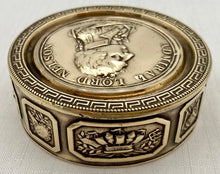 Early 19th Century Admiral Lord Nelson Circular Brass Snuff Box with Battle Honours.